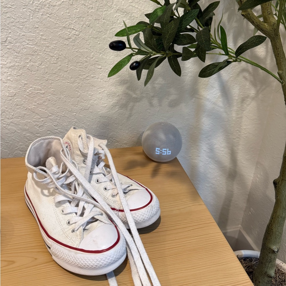 Converse Kids Shoes in White with Red Accents